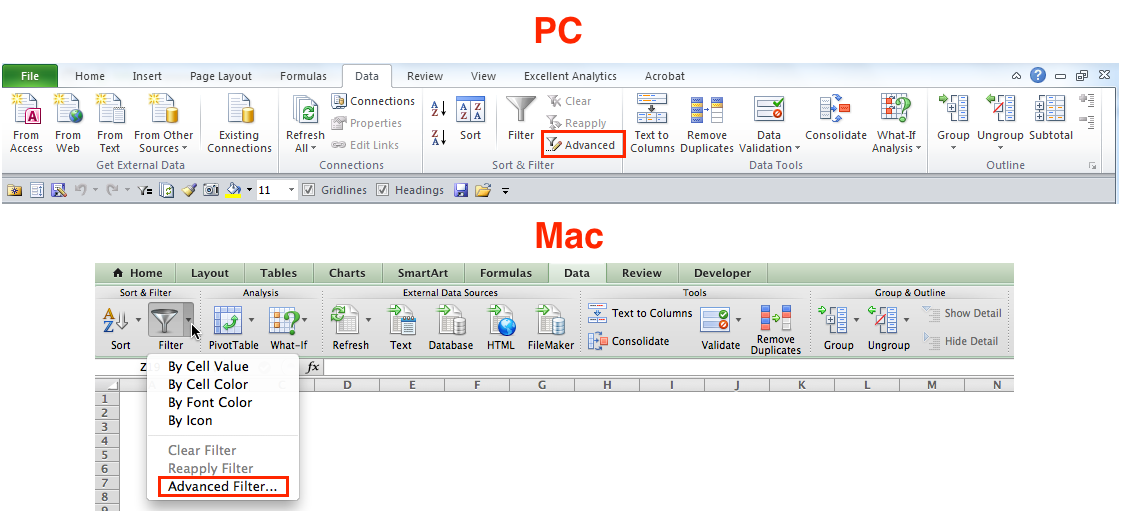 How Do I Custom Filter In Excel For Mac